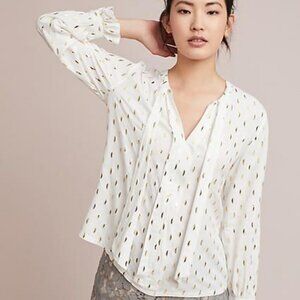 Anthropologie Monarc Gallerist Tie Neck Blouse